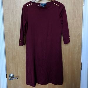 Karen Scott Sport Burgandy Boatneck Dress, sz Med